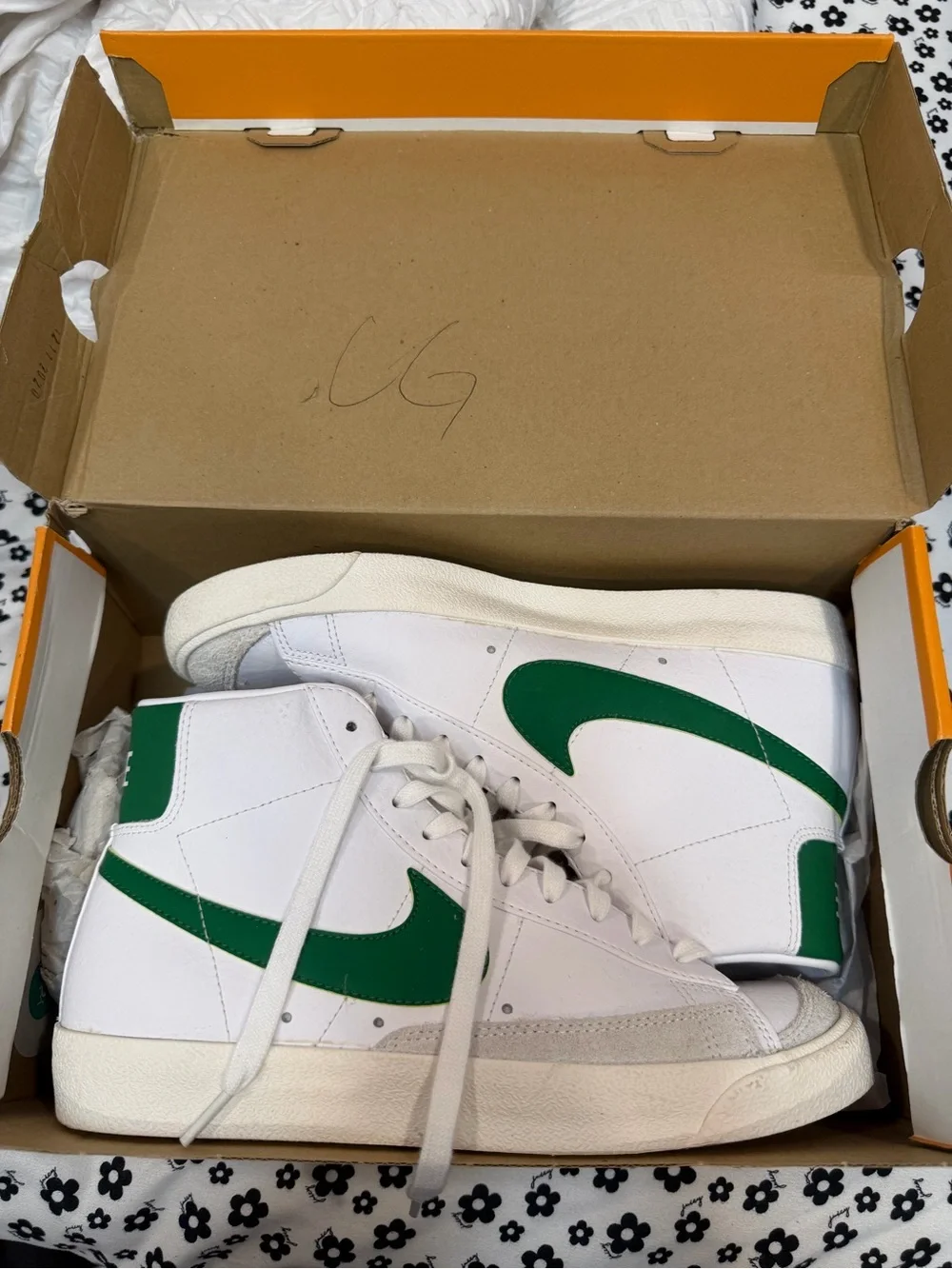 Nike Women's White & Green High-Top Sneakers